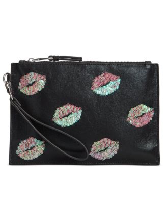 INC International Concepts - Pink Sequin Lips Pouch Wristlet