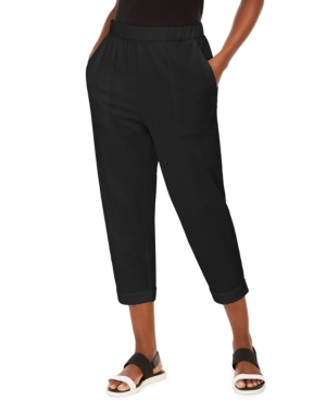 Eileen Fisher Straight Leg Crepe Pants In Black