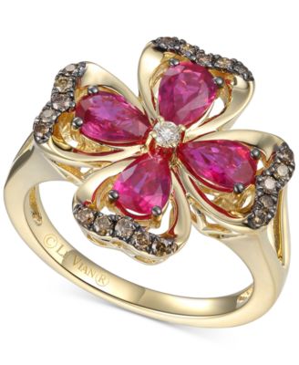 Le Vian - Certified Passion Ruby (1-1/2 ct. t.w.) & Diamond (1/5 ct. t.w.) Flower Statement Ring in 14k Gold