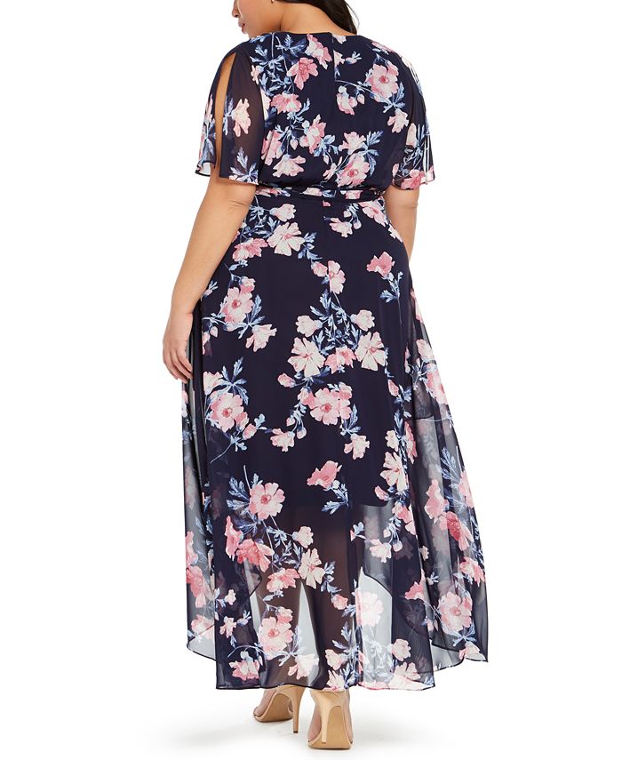 Jessica Howard Plus Size Printed High-Low Maxi Dress - Macy's