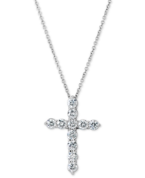 image of Certified Diamond Cross Pendant Necklace (1 ct. t.w.) in 14k White Gold, 16