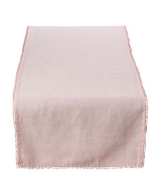 Pom Pom Design Linen Dining Room Table Runner