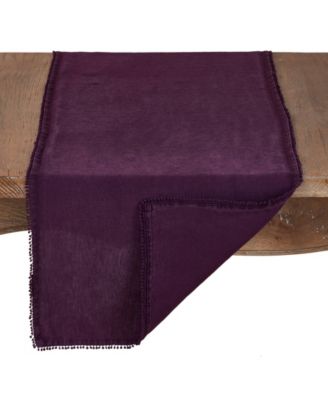 Pom Pom Design Linen Dining Room Table Runner