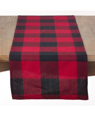 Cotton Table Runner with Buffalo Plaid Pattern, 16" x 90"
