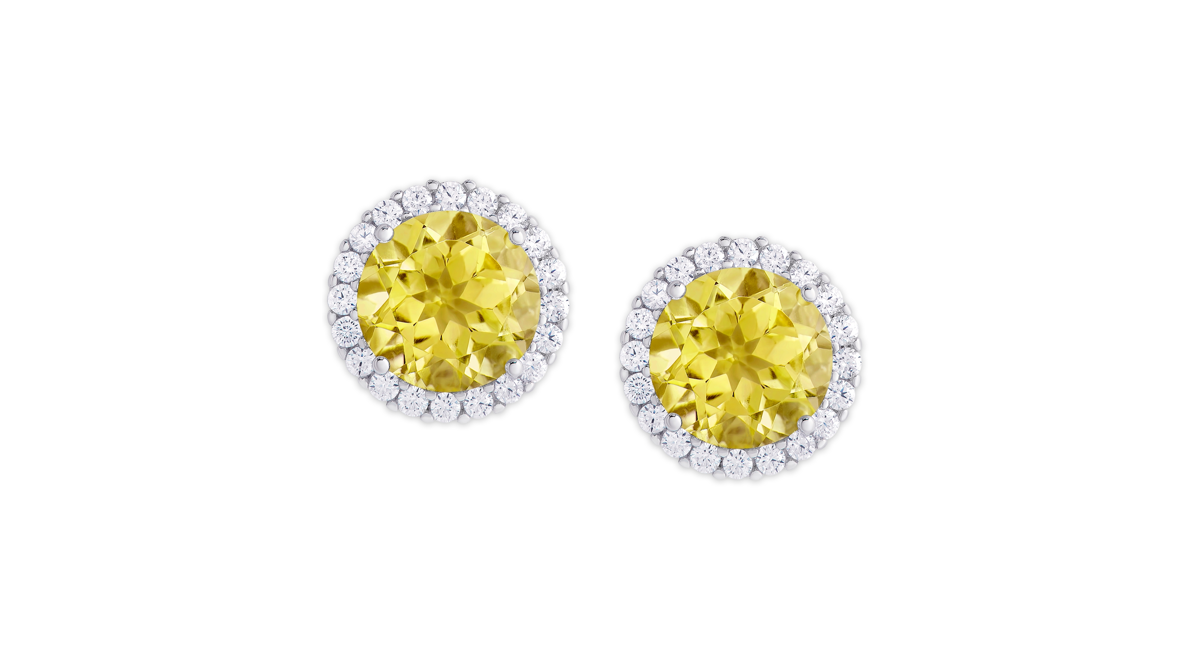 Birthstone Round Cubic Zirconia Halo Solitaire Stud Earrings in Silver Plate
