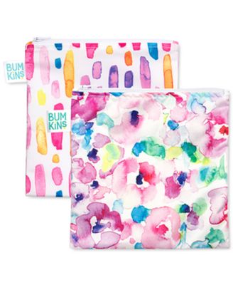 Bumkins Boys or Baby Girls Sandwich Bags Pack of 2 - Watercolors Brushstrokes 13$