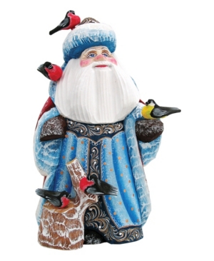 G.debrekht Woodcarved And Hand Painted Feathered Friends Santa Figurine In Multi