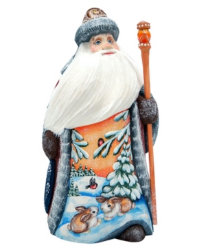 G.debrekht Woodcarved And Hand Painted Bunny Friends Santa Masterpiece In Multi
