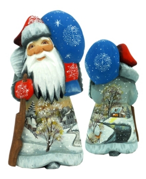 G.debrekht Woodcarved And Hand Painted Winter Landscape Santa Figurine In Multi