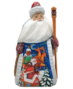 G.debrekht Woodcarved And Hand Painted Santa Chimney Figurine In Multi