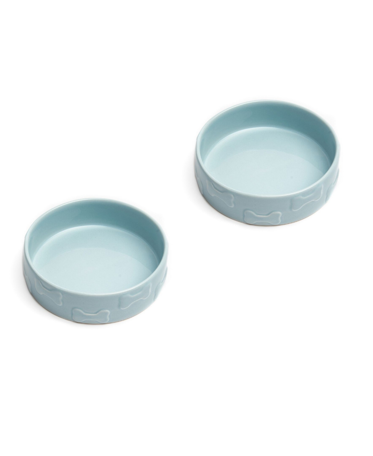 Set of two Manor Collection ceramic pet bowls - Blue