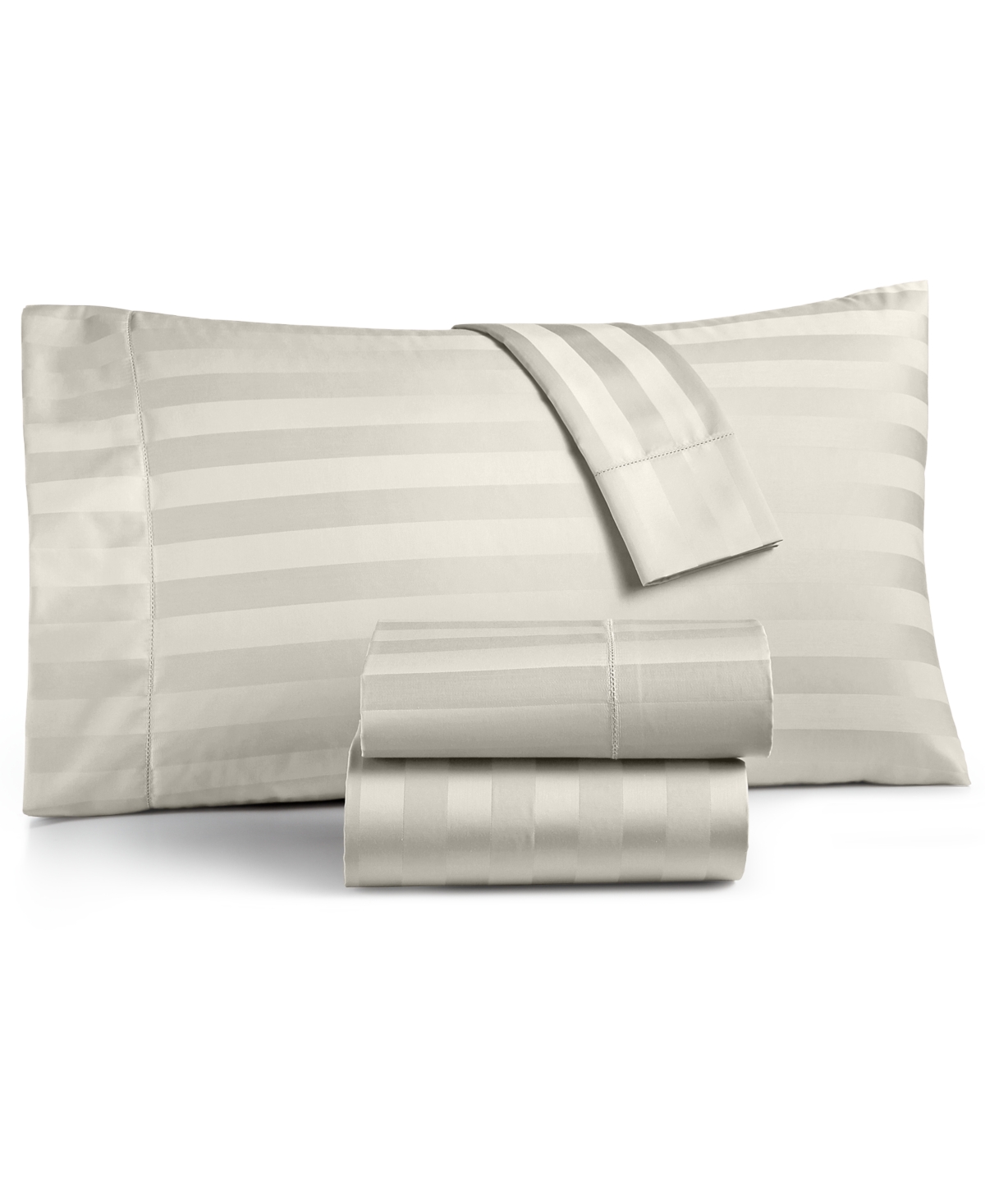 Charter Club Damask 1.5" Stripe 550 Thread Count 100% Cotton Pillowcase Pair, King, Created For Macy's In Ivory