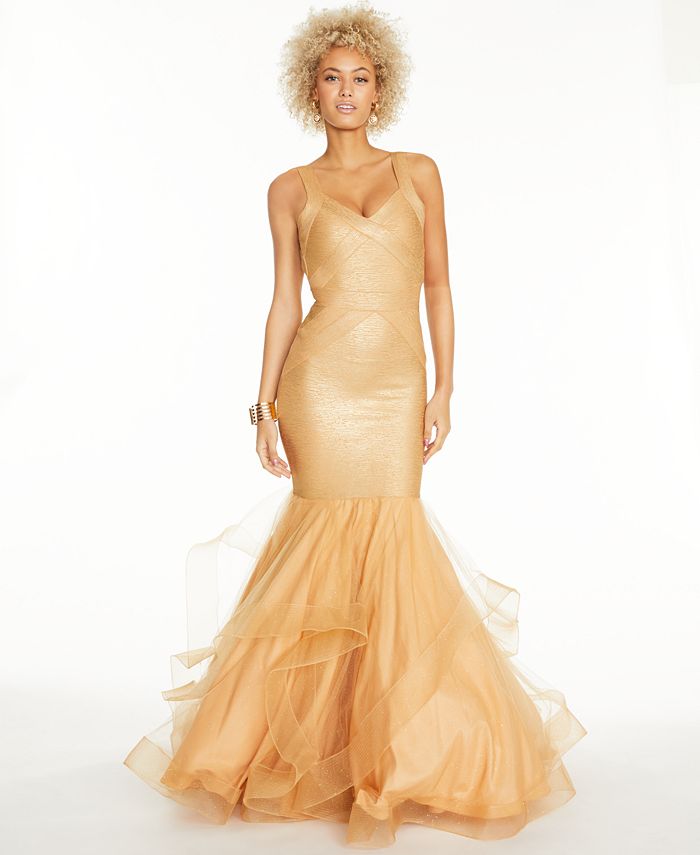 Glamour by terani couture embellished store mermaid gown