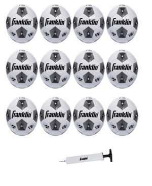 Franklin Sports Size 4 Competition 100 Soccer Balls - 12 Pack Deflated With Pump In White