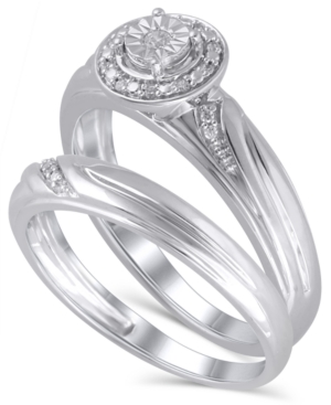 image of Certified Diamond (1/20 ct. t.w.) Bridal Set in 14K White Gold