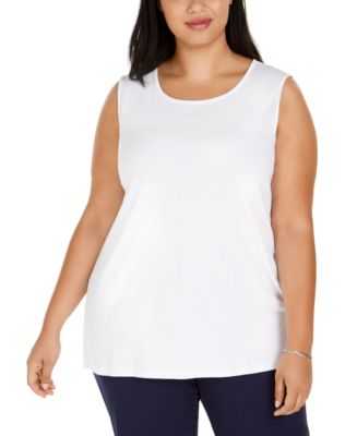 Karen Scott Plus Size Cotton Tunic Tank Top, Created for Macy's ...