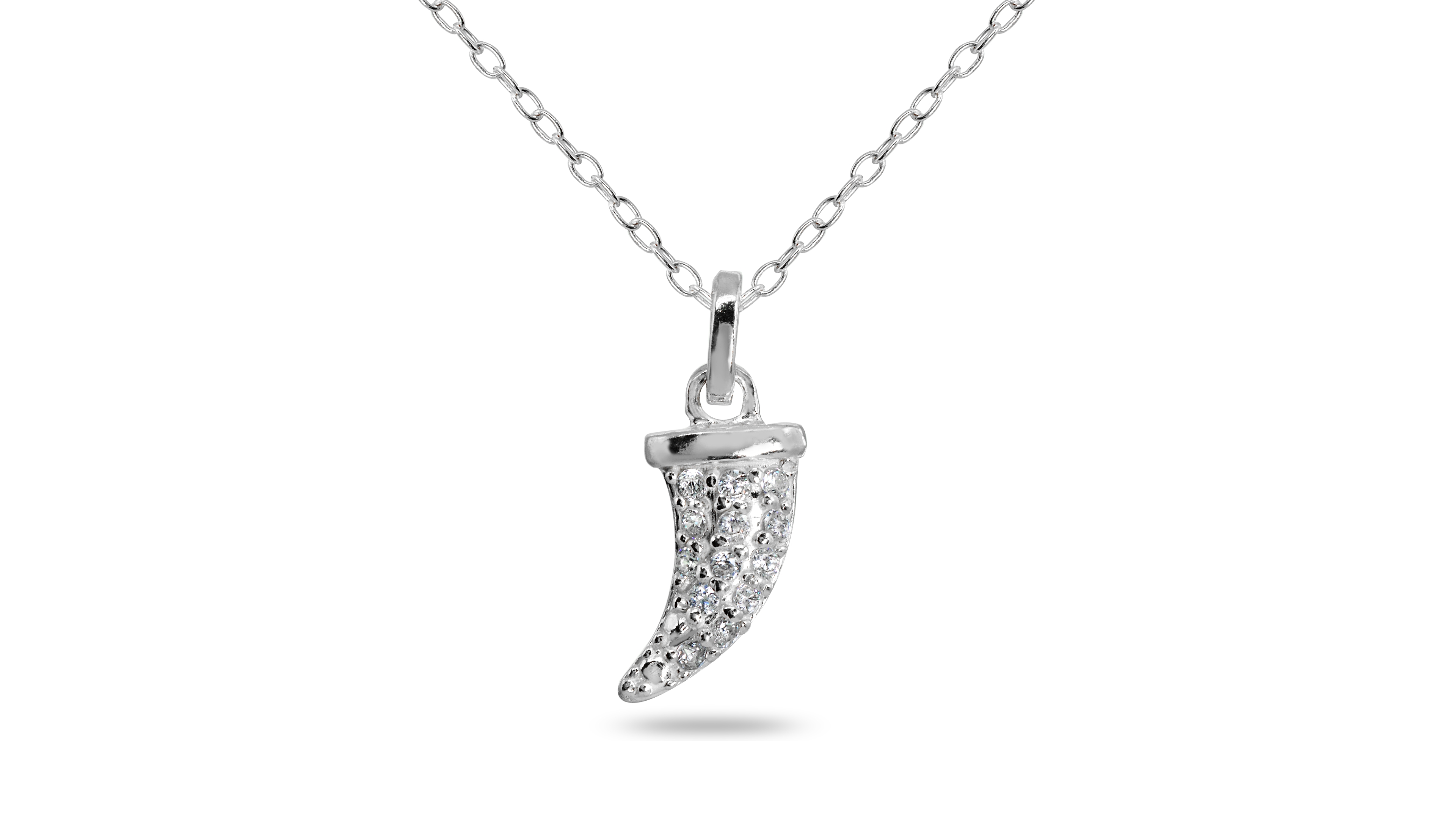 Cubic Zirconia Horn Pendant in Sterling Silver