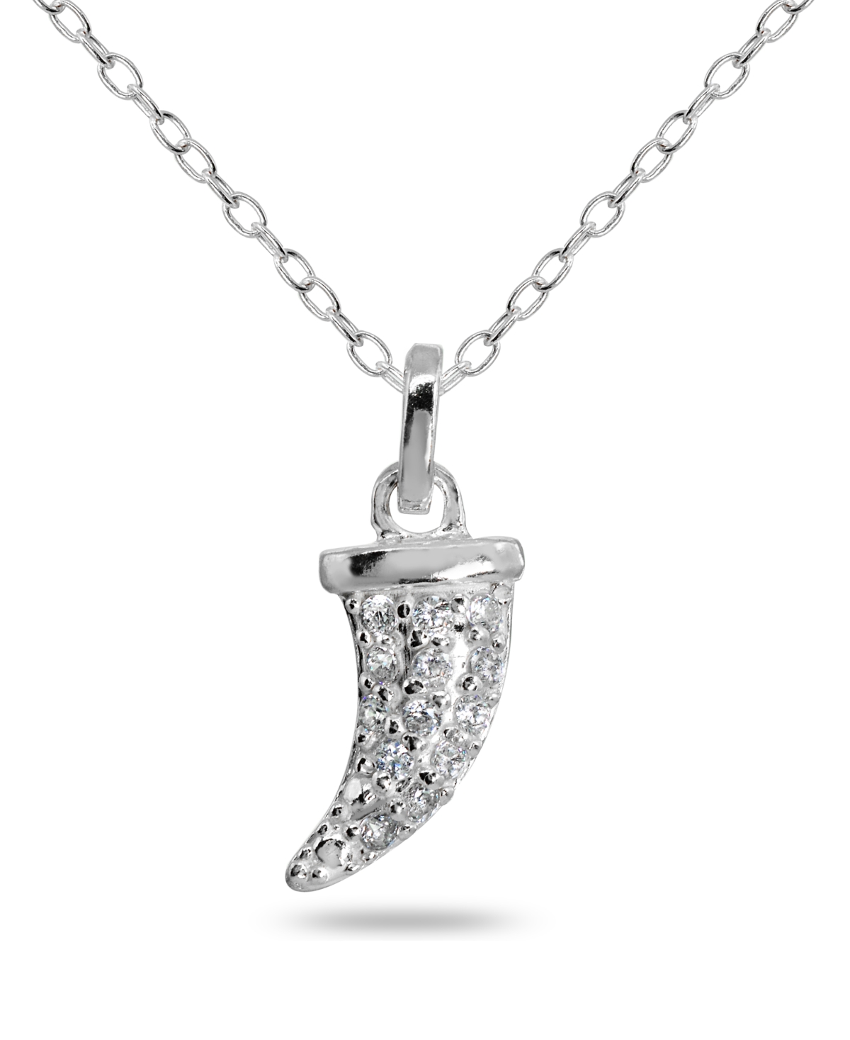 Cubic Zirconia Horn Pendant in Sterling Silver - Silver
