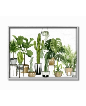 Stupell Industries Boho Plant Scene with Cacti and Succulents in Geometric Pots Watercolor Gray Framed Texturized Art 11