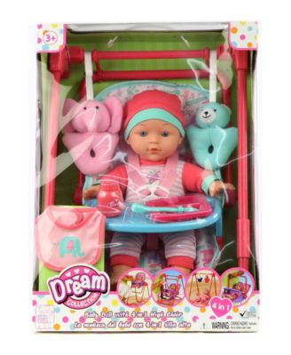 Dream Collection 12" Baby Doll 4-In-1 High Chair Play Set