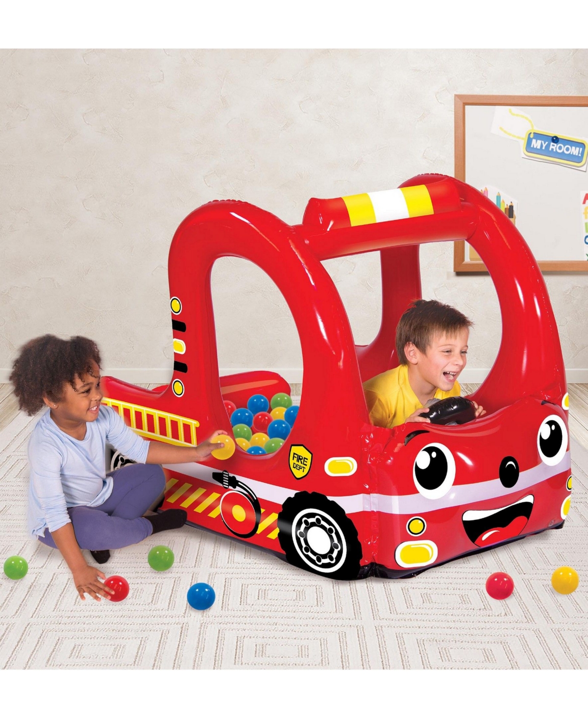 Shop Redbox Banzai Rescue Fire Truck Play Center Inflatable Ball Pit -includes 20 Balls In Multi