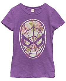 Marvel Big Girl's Spider-Man Floral Print Short Sleeve T-Shirt