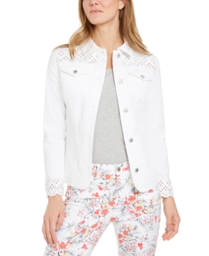 Charter Club Eyelet-Trimmed Denim Jacket Created for Macy's