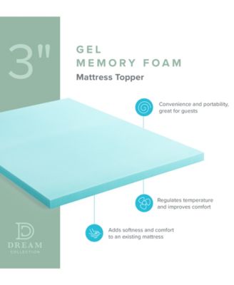 Lucid Dream Collection 3" Gel Foam Mattress Topper, Queen