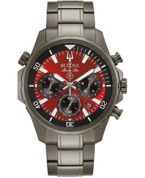 Shop Bulova Men's Chronograph Marine Star Gray Stainless Steel Bracelet Watch 43mm