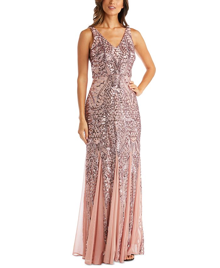 Nightway Sequined Mesh Gown Macy s