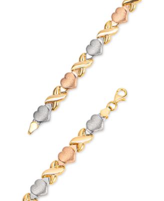 Hearts & Kisses 17" Statement Necklace in 18k Tricolor Gold-Plated Sterling Silver, Created for Macy's (Also in Gold Over Silver and Sterling Silver)