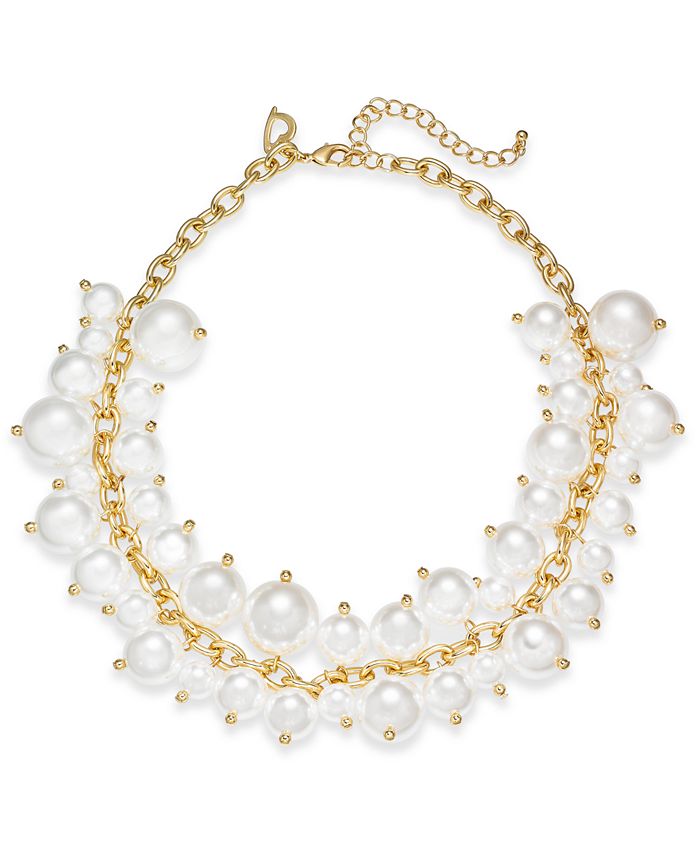 Thalia Sodi Gold-Tone Shaky Imitation Pearl Collar Necklace, 18