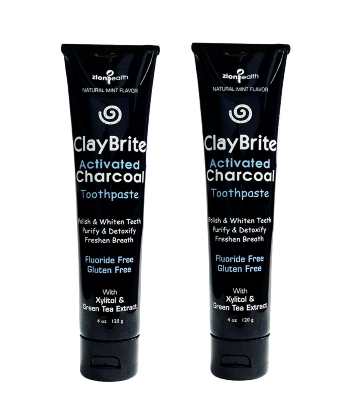 ZION HEALTH CLAYBRITE ACTIVATED CHARCOAL TOOTHPASTE SET OF 2 PACK, 8OZ