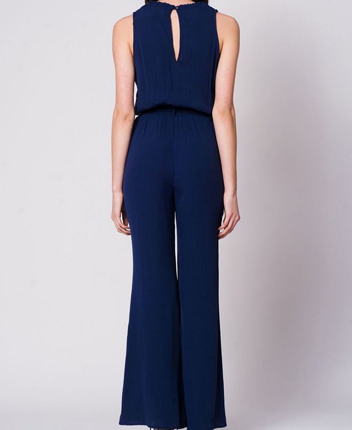 Wanderlux Solid Sleeveless Belted Jumpsuit - Macy's