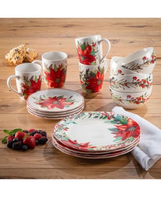 American Atelier Poinsettia Party Round Porcelain 16-Piece