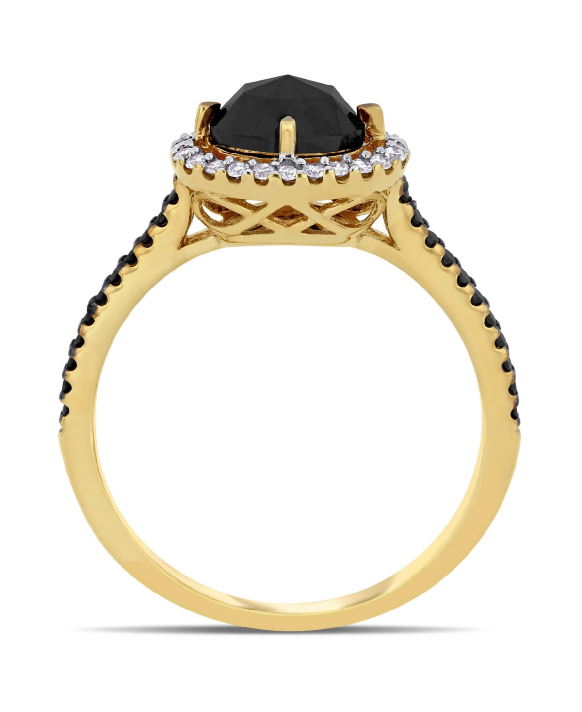 Black and White Diamond (1 1/5 ct. t.w.) Halo Engagement Ring in 14k- Yellow Gold