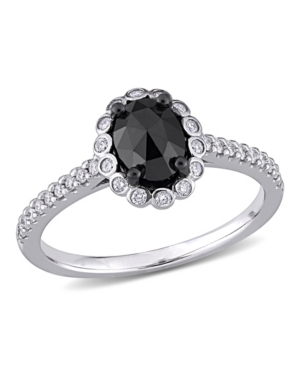 image of Black and White Diamond (1 1/5 ct. t.w.) Halo Engagement Ring in 14k White Gold