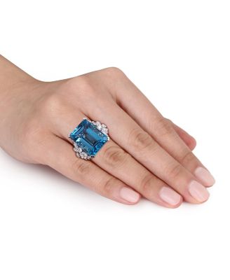 Blue Topaz (28 1/4 ct. t.w.) and Diamond (1 3/4 ct. t.w.) Ring in 14k White Gold
