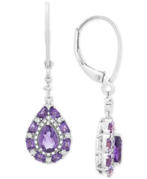 image of Multi-Gemstone Teardrop Drop Earrings (1-1/2 ct. t.w.) in Sterling Silver