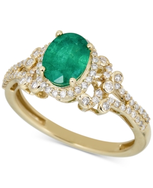 image of Emerald (1-1/4 ct. t.w.) & Diamond (1/3 ct. t.w.) Ring in 14k Gold