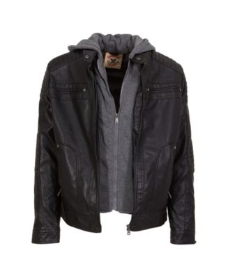 JGV APPAREL American Culture Men's Washed Faux Leather Jacket with