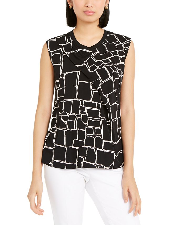 Alfani Printed Pleat-Front Sleeveless Top, Created for Macy's & Reviews ...