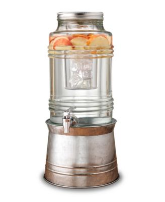 Circle Glass - Breeze 2.4 Gallon Beverage Dispenser with Ice Insert, Fruit Infuser, and Galvanized Base