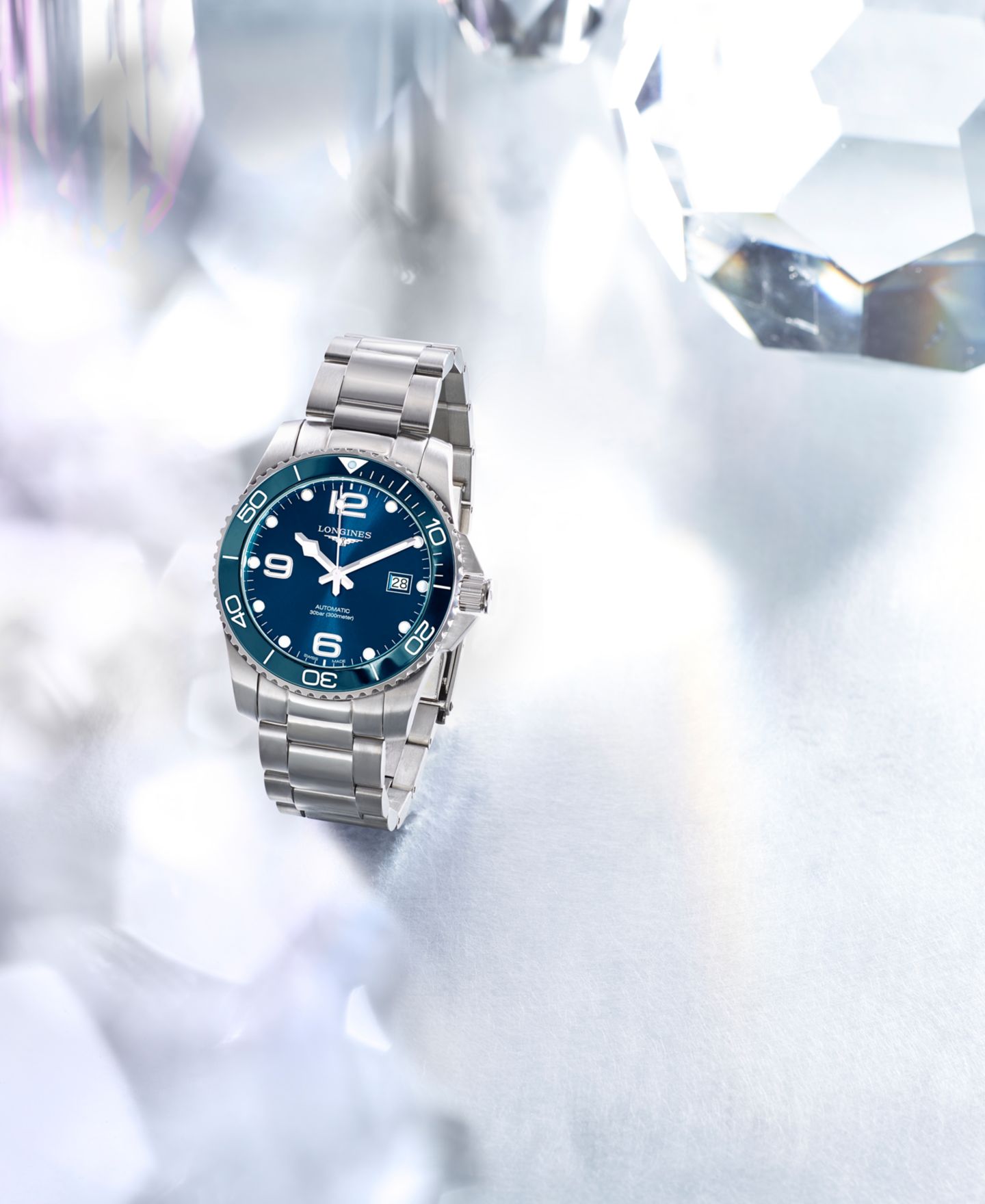 Мужские дайверские часы Longines Swiss Automatic HydroConquest, сталь и керамика, 41 мм — фото 4