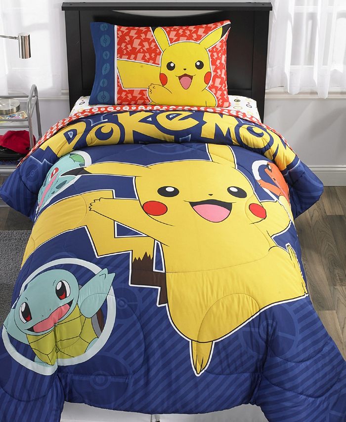 4 Pcs Twin Pokemon Bed in a Bag Kid Comforter Pillowcase Bedding Sheets Set NEW 