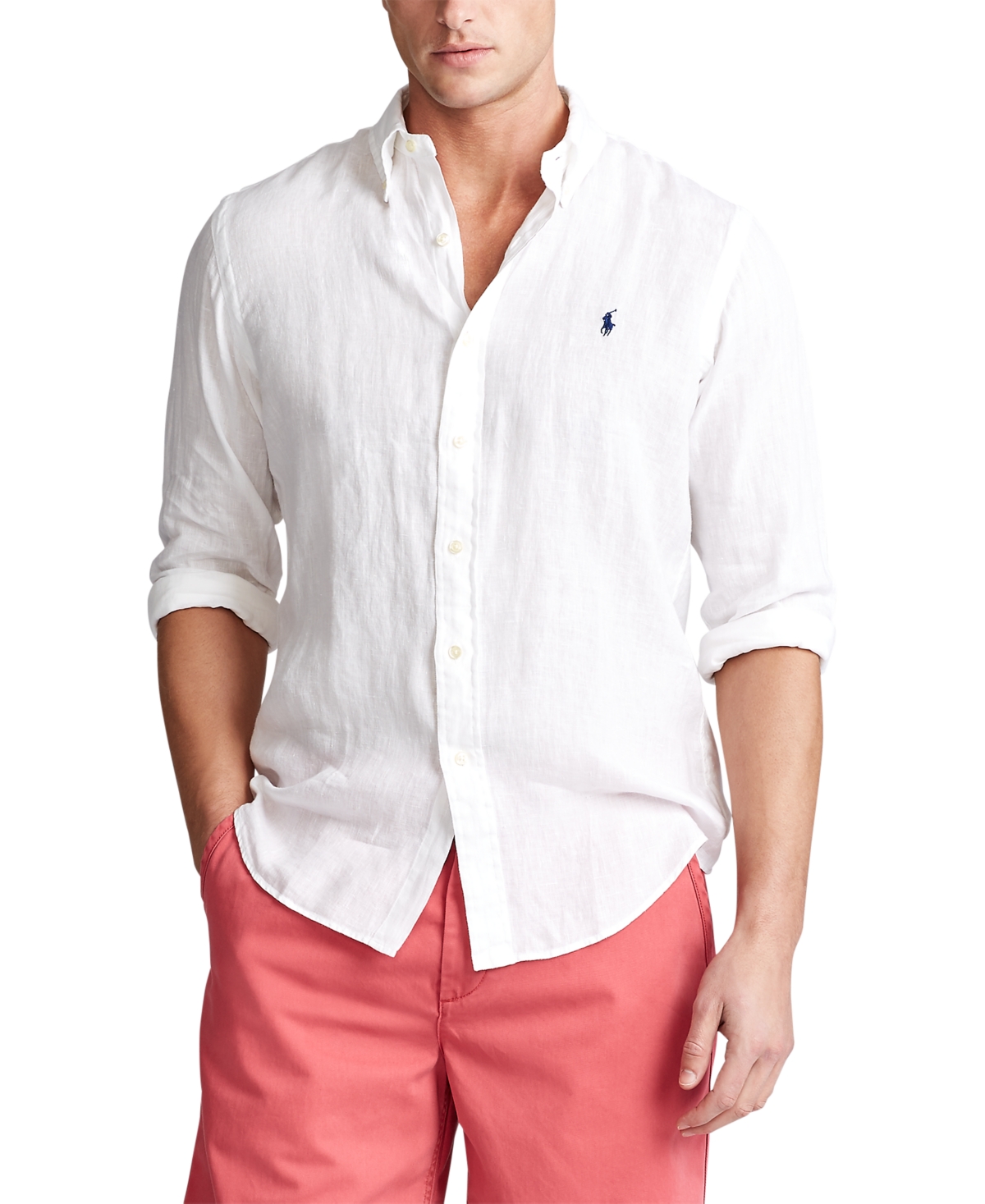 Shop Polo Ralph Lauren Men's Classic-fit Linen Shirt In White