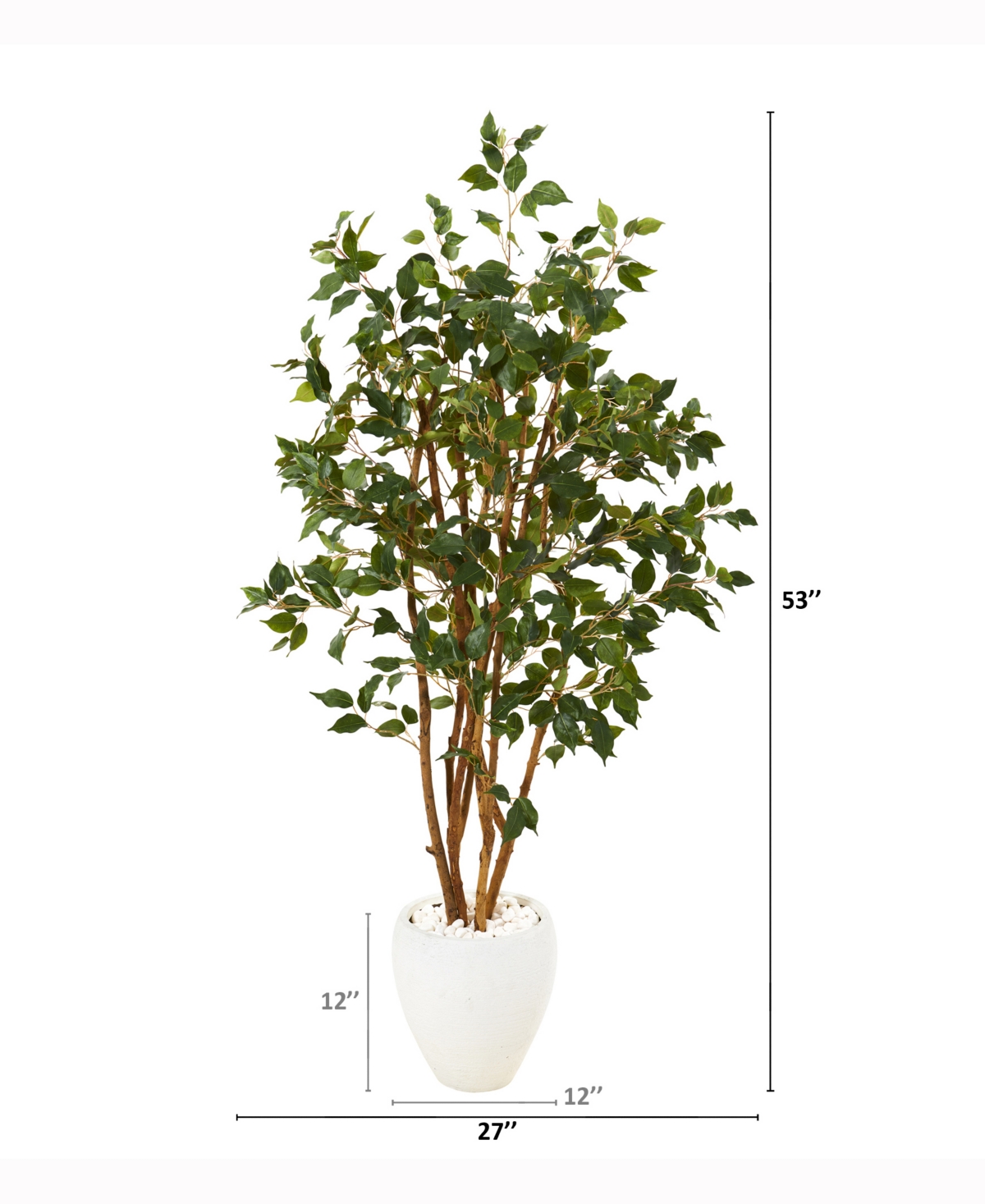 NEARLY NATURAL 53IN. FICUS ARTIFICIAL TREE IN WHITE PLANTER 