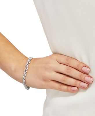 Diamond Heart Link Bracelet (1/10 ct. t.w.) Available in Sterling Silver or 18k Gold-plated Sterling Silver