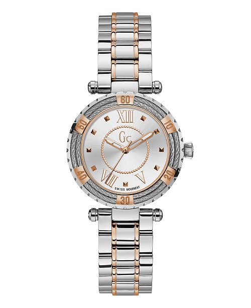 Guess Gc Women S Lady Diver Cable Two Tone Bracelet Watch 34mm Reviews Watches Jewelry Watches Macy S