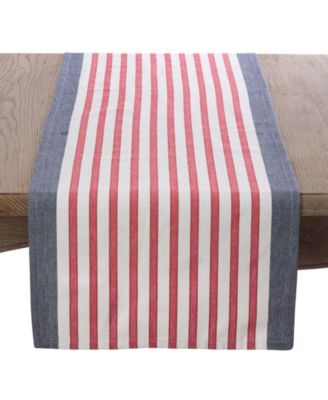 American Flag Usa Red White Blue Stripe Cotton Table Runner